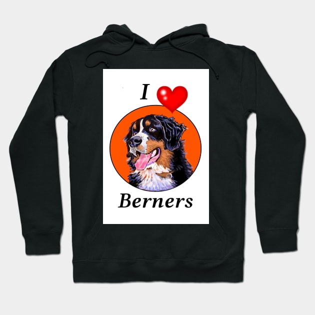 I LOVE BERNERS CARTOON ORANGE Hoodie by MarniD9